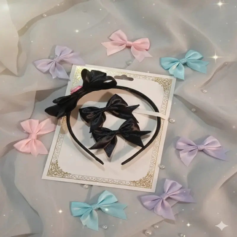 Kids Girls Bow Hairband with 2 Bow Clips | Cute Hair Accessories Set