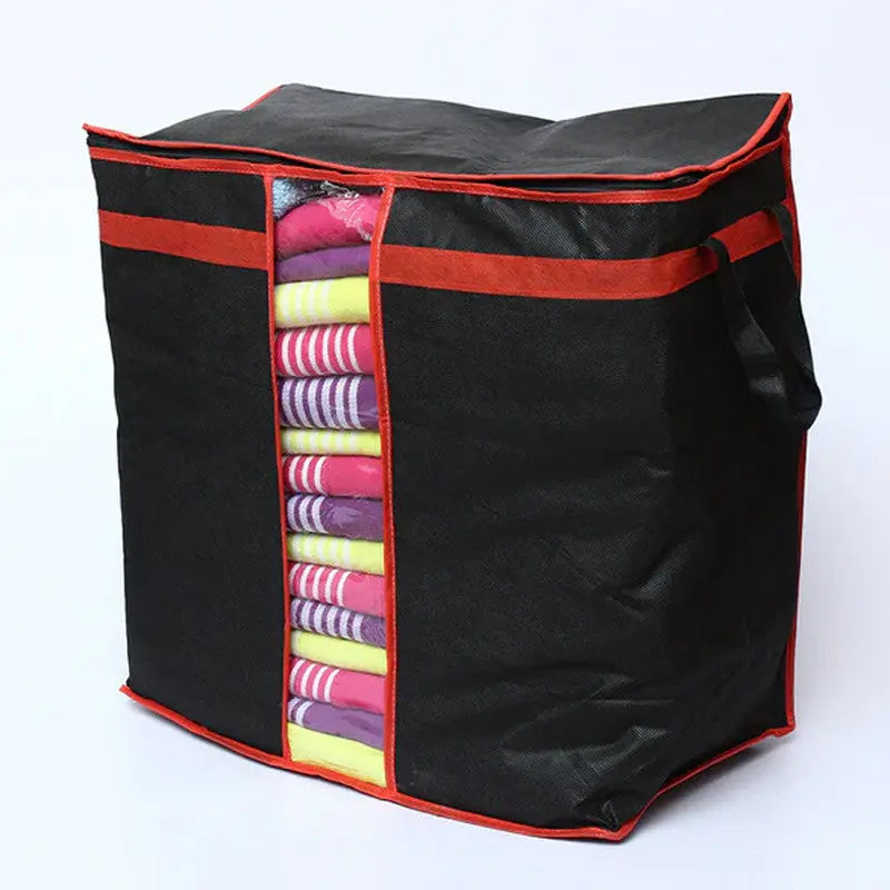 Storage Bag Closet Organizer – Cloth Storage Box for Wardrobe | Black Foldable Clothes Organizer Bag