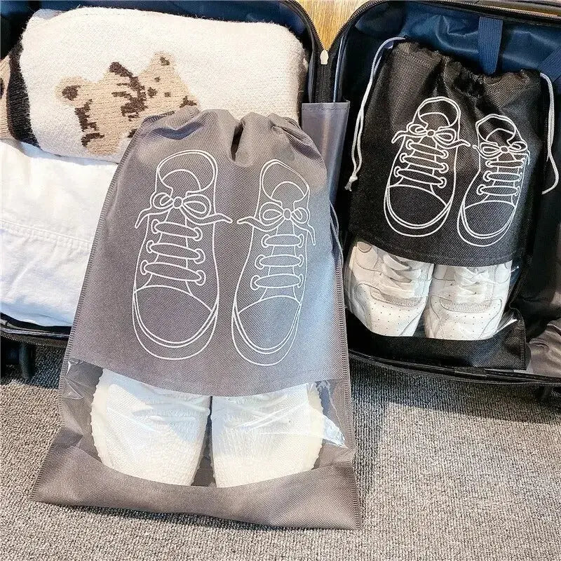 Shoes Bag (Non Printed) – Plain Dustproof & Waterproof Travel Shoe Storage Organizer for Men & Women