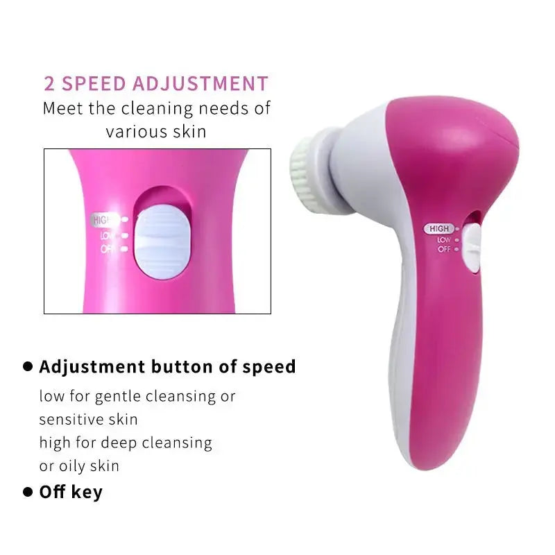 5 In 1 Multifunction Facial Cleansing Brush | Portable Face Spa Skin Care & Massage Tool