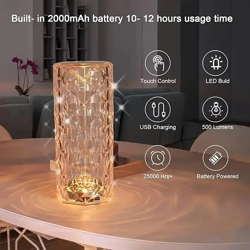 Crystal Lamp – Elegant LED Decorative Table Lamp for Bedroom & Home Decor