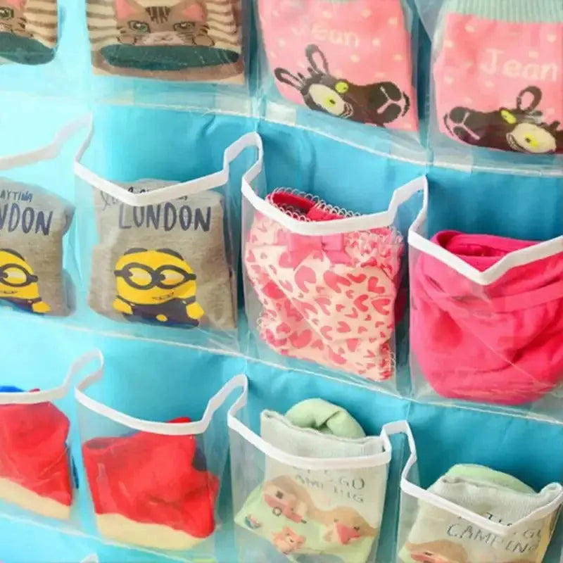 16 Pocket Hanging Closet Organizer – Wardrobe Storage Bag for Socks, Underwear & Clothes Organizer