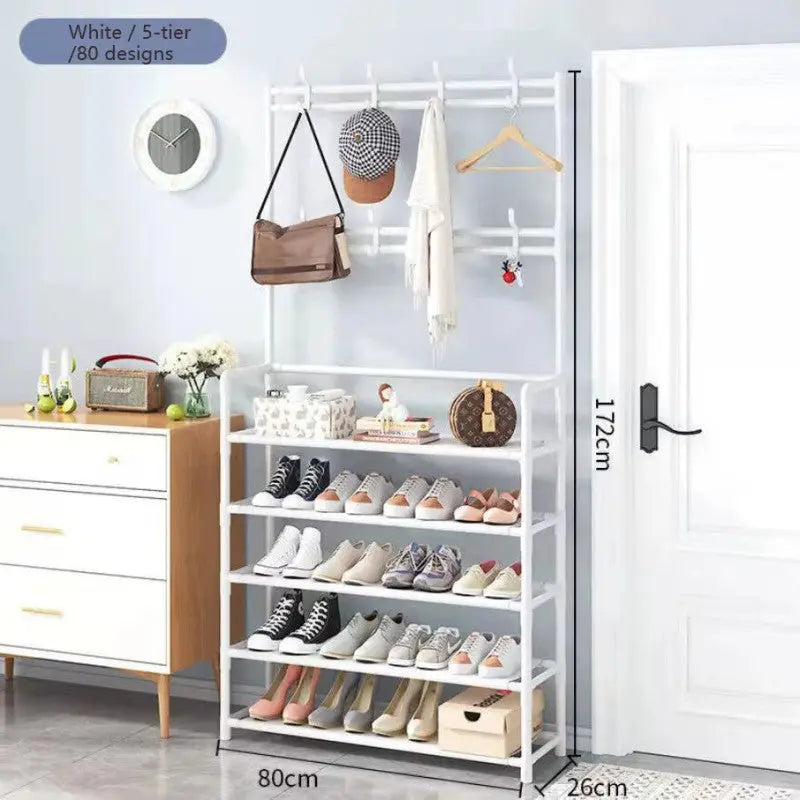 Dust Proof Multi Functional Shoe Hat & Coat Rack – Space Saving Storage Organizer for Home & Entryway