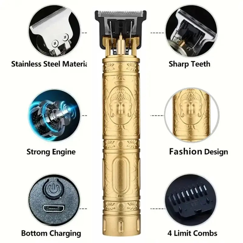 T9 Trimmer Metal Body – Professional Hair & Beard Trimmer for Men | Rechargeable & Zero Gap Precision Grooming