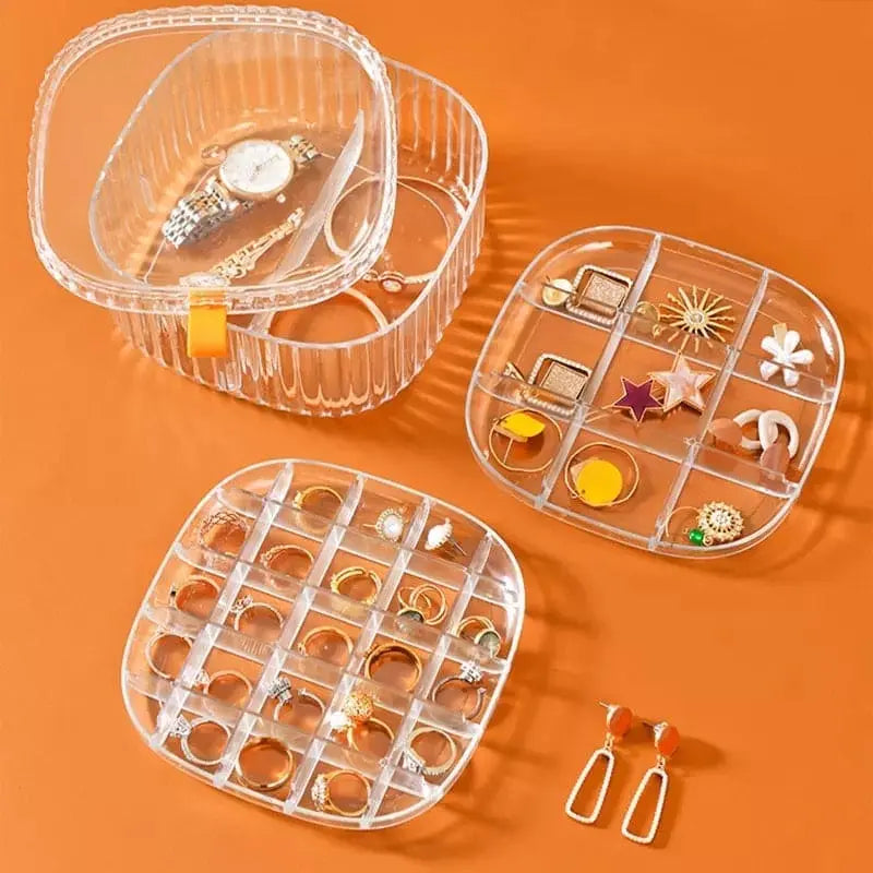 Elegant Transparent Crystal Portable Jewellery Box