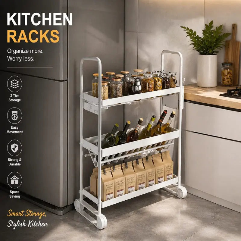 Kitchen Rack Organizer – Space Saving Multi-Purpose Storage Rack for Jars, Bottles & Kitchen Essentials | Strong & Durable Design