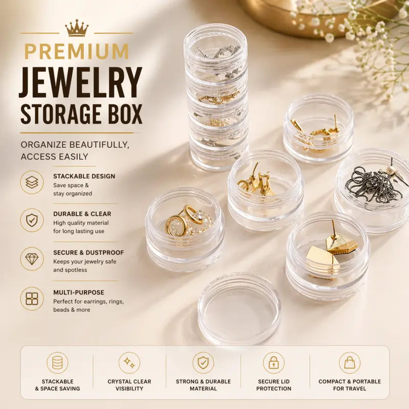 5 Layers Mini Stackable Round Jewelry Organizer (5 pcs) | Portable Makeup & Jewelry Storage Box
