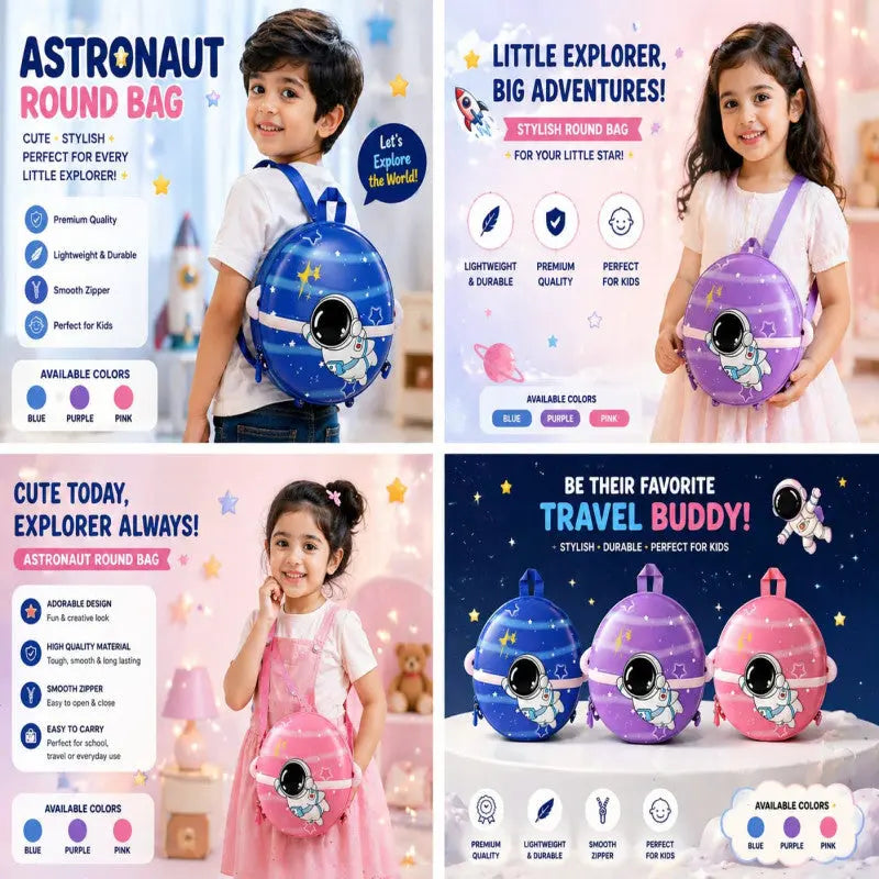 Cute Astronaut Kids Bag – Lightweight & Stylish Backpack for Daily Use