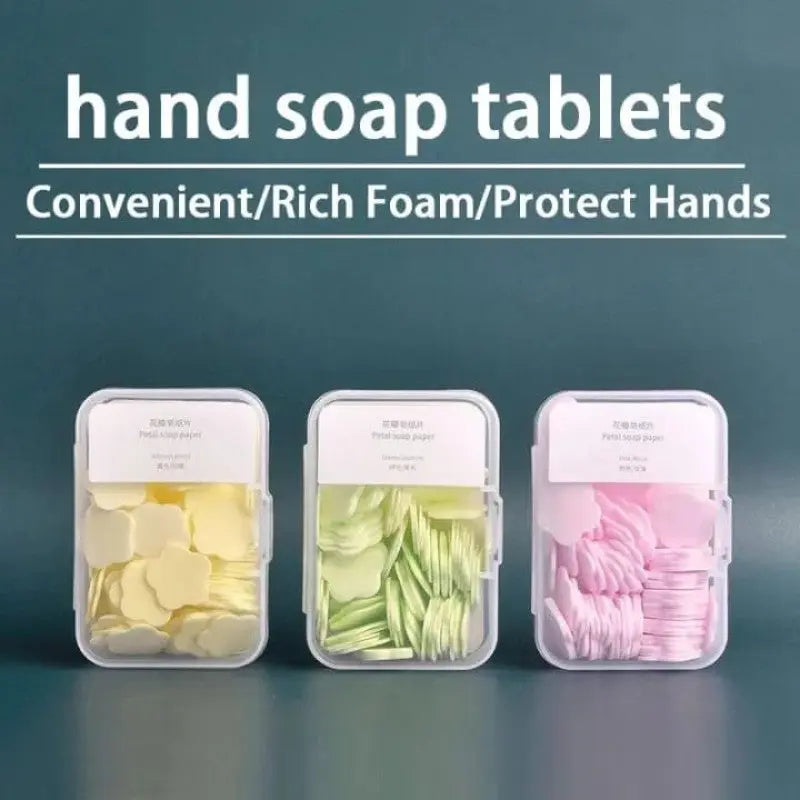 Box Soap Paper Disposable Bath Hand Washing Travel Foaming Scented Mini Flower Soap Flakes – Portable Hygiene Soap Sheets