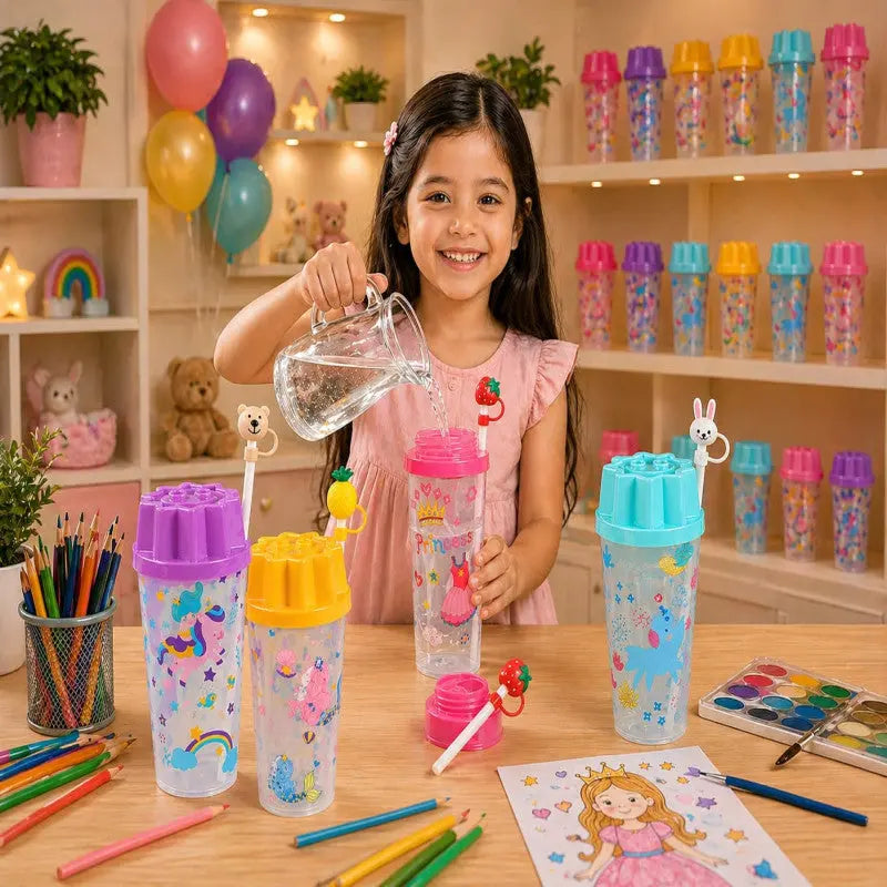 Cute Kids Sipper Cup with Straw – Leak-Proof Lid Colorful Water Bottle for School & Daily Use | BPA-Free Kids Drink Cup
