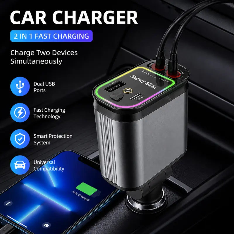 45W Car Phone Charger – Fast Charging Car Adapter for Smartphones & USB Devices