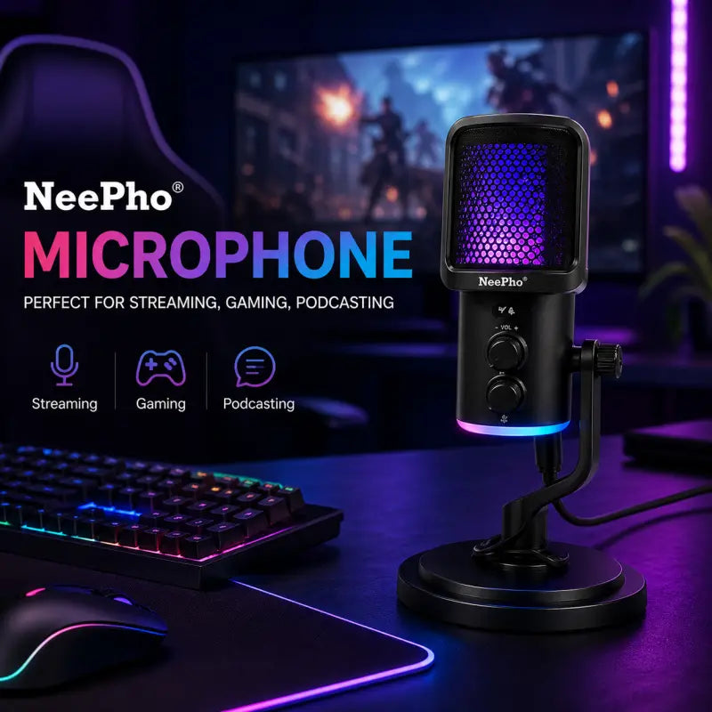 NeePho NP-M02 Microphone – Professional Condenser Mic for Podcast, Streaming & Recording