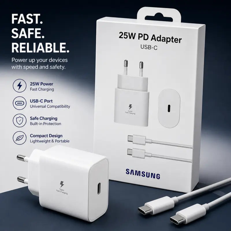 Samsung 25W Fast Charging Adapter – Super Fast USB-C Charger for Galaxy & Android Devices