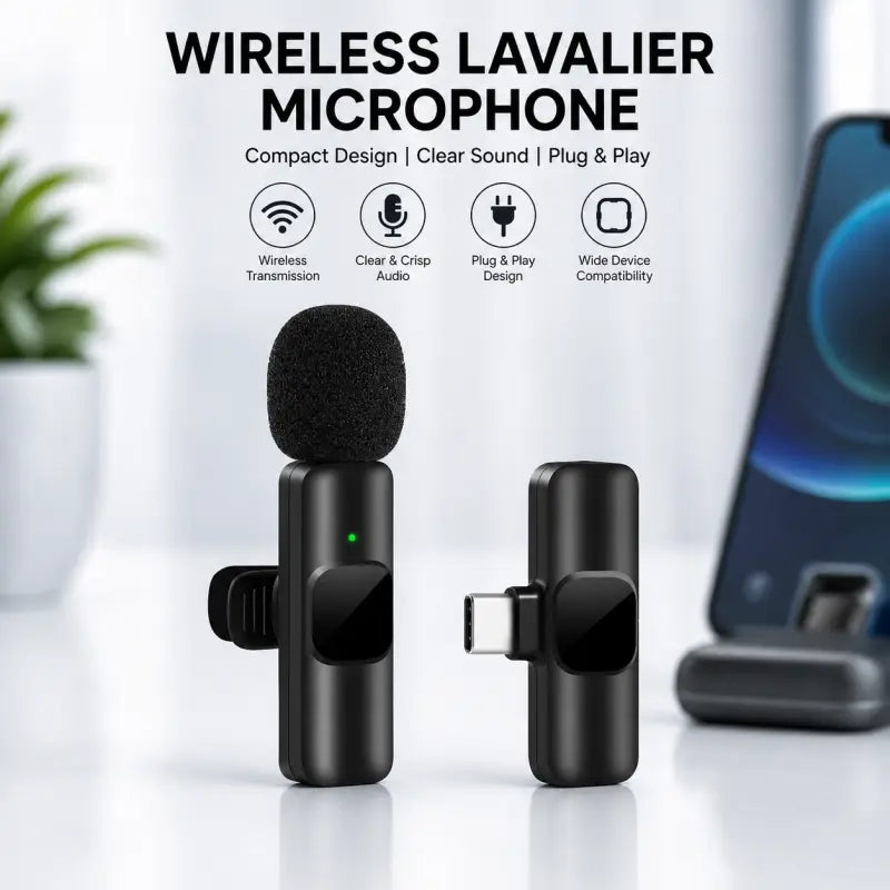 K8 Wireless Microphone Mic – Lavalier Wireless Mic for Vlogging, YouTube, Streaming & Recording