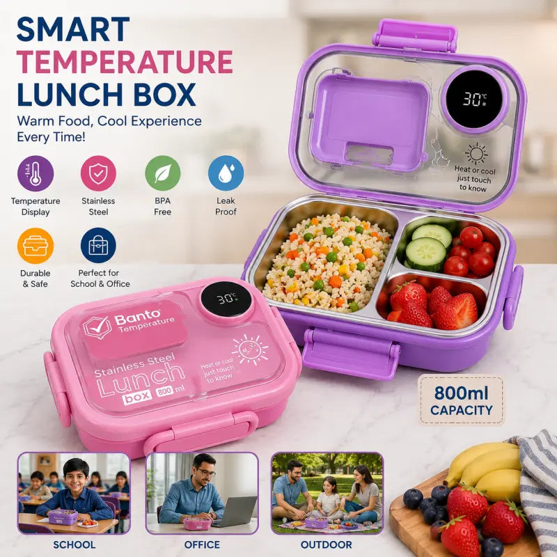 Banto Temperature Stainless Steel Lunch Box | Insulated Hot & Cold Food Container for Office & School
