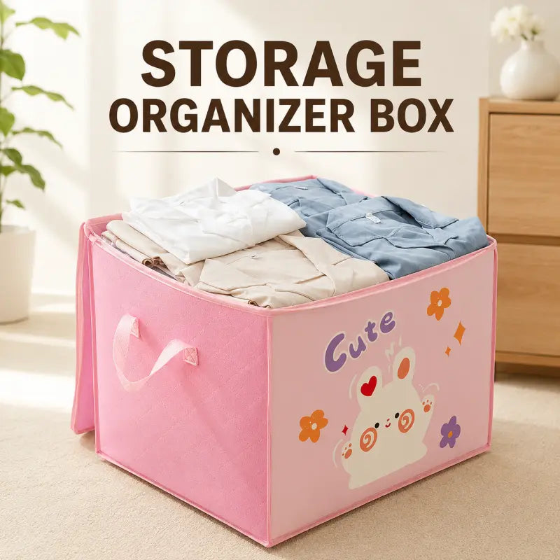 Cartoon Quilt Storage Bag – Large Clothes, Blanket & Toy Storage Organizer | Foldable Dustproof Storage Bag