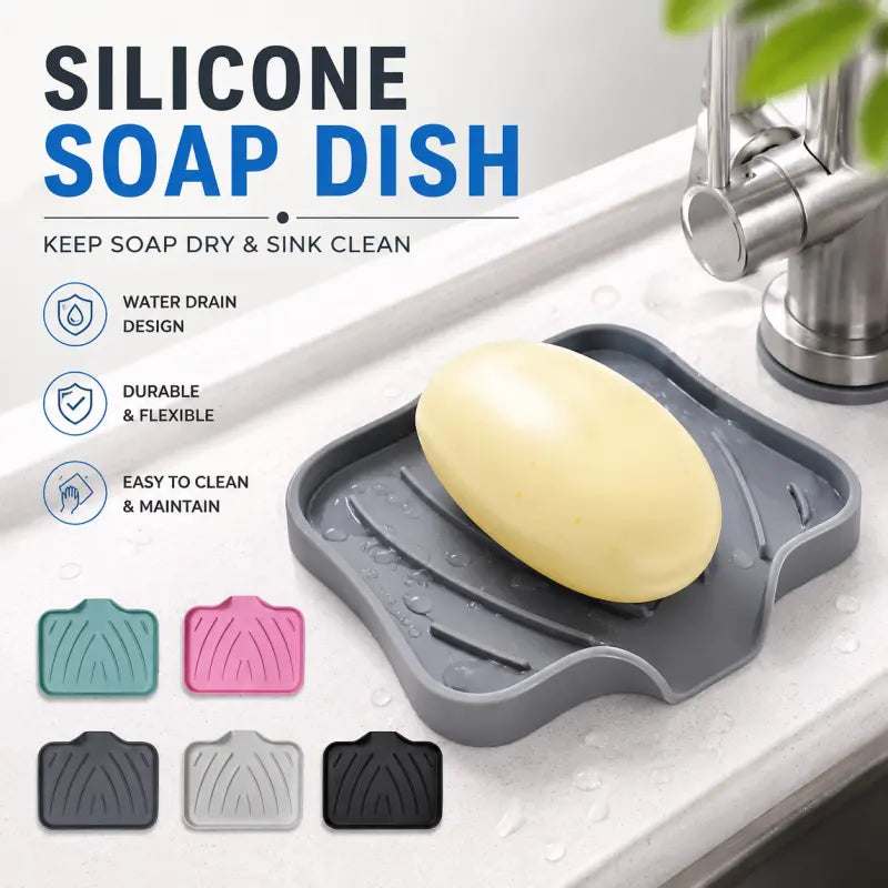 Silicone Soap Dish Drain Soap Holder – Self-Draining Non-Slip Soap Tray for Bathroom & Kitchen Use