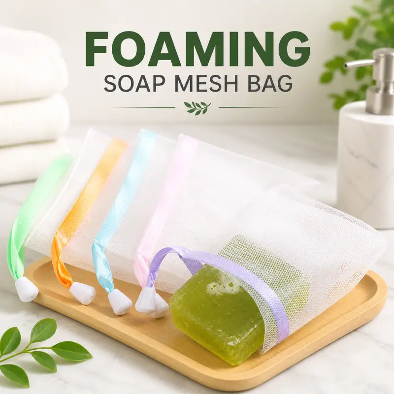Soap Net Mesh Pouch Pack of 3 – Foaming Soap Saver Bag for Bath & Skin Exfoliation | Reusable Soap Holder