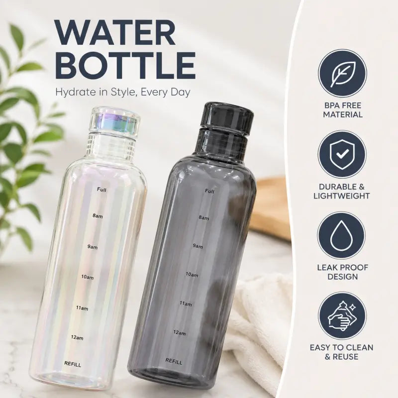 Transparent Scale Water Bottle – Creative Large Capacity Motivational Water Bottle for Gym, Travel & Daily Hydration