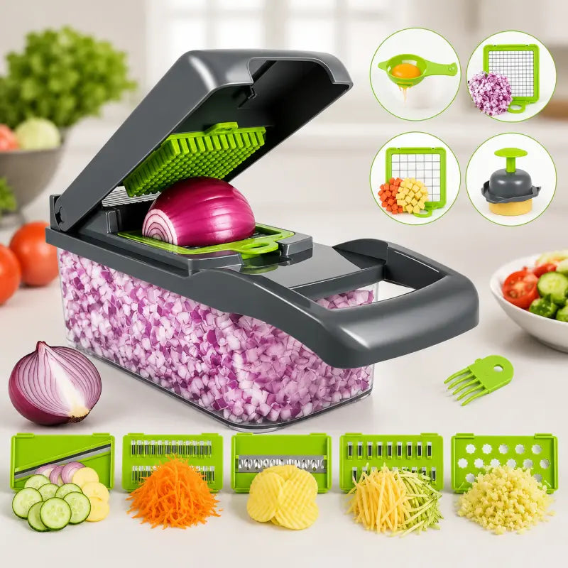 14 in 1 Mandoline Chopper – Multifunction Vegetable Slicer, Cutter & Grater for Kitchen