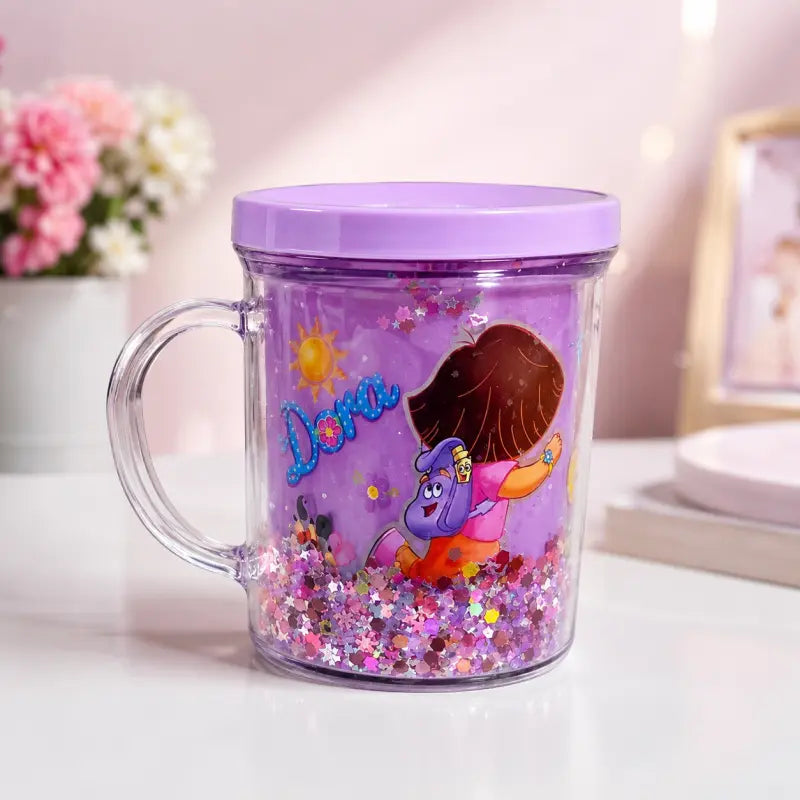 Kids Glitter Mug – Sparkling BPA-Free Plastic Cup for Kids | Cute Glitter Drinking Mug for Home & School
